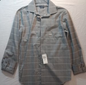 Men's Van Heusen Flex Large NWT Button Up Grey Shirt